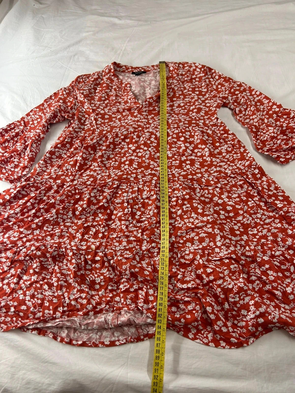 Rode lange jurk met witte print esmara – photo 9